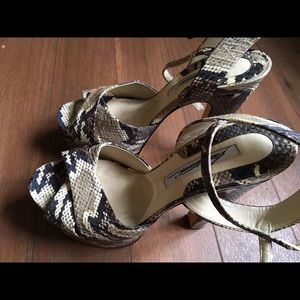 Brian Atwood Snake Skin Platform Sandals (40)